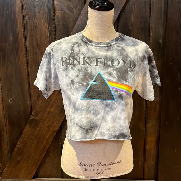 Tops - Pink Floyd tie dye crop short sleeve t-shirt